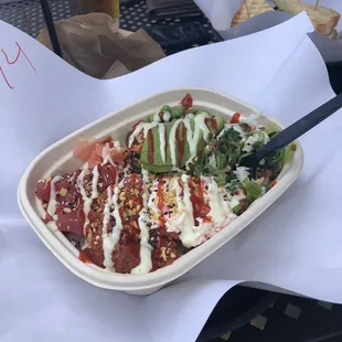 YROC Bowl.  The tuna was fresh. The spicy sauce has just the right amount of heat.  Everything in the bowl was tasty and lots of rice.