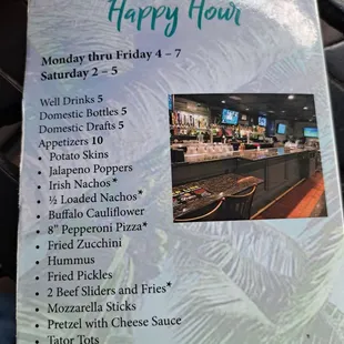 Happy Hour Menu Food