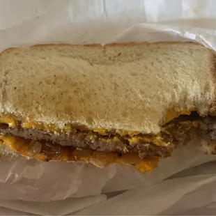 Dry, white bread Patty Melt Sandwich
