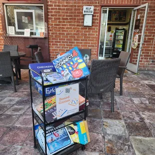 Game cart on our patio. Free wifi
