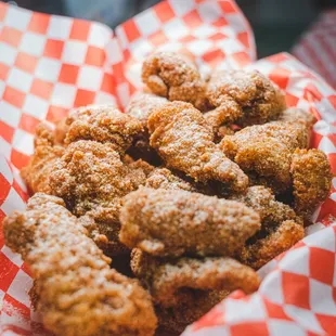 a basket of fried chicken