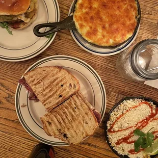 Proper Burger, Truffle Mac and Cheese, East Side Brisket, Corn "Elote Locos"