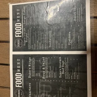 menu