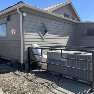 a trailer parked in front of a house