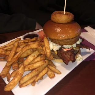 a burger and french fries