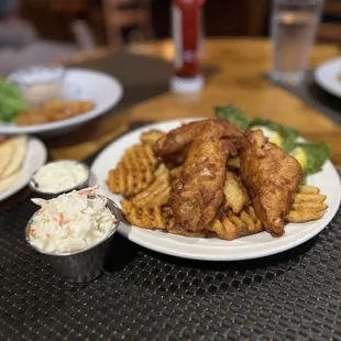 Homemade fish and chips. Perfectly cooked.
