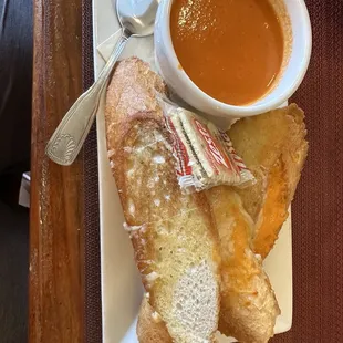 Cheese sandwich and tomato bisque