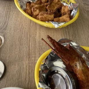 Fried Tofu Nuggets and Chicken Wings on a Stick (2)