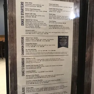 menu