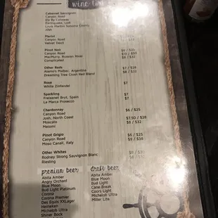 menu