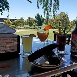 a table with drinks