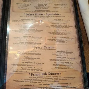 Menu as of December 2024