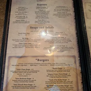 Menu as of December 2024
