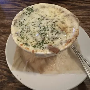 Cup of French onion soup