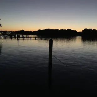 a dock at dusk