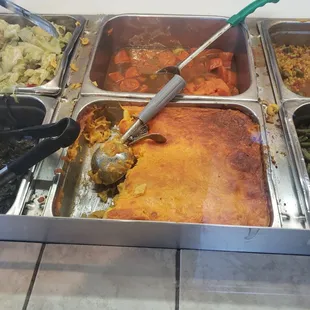 Macaroni and cheese and candy yams