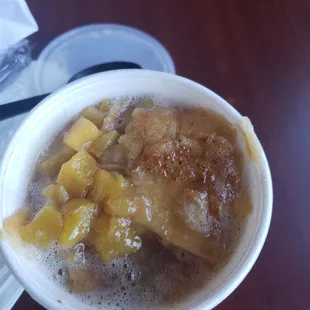 My peach cobbler stright of of the oven time for ice cream with