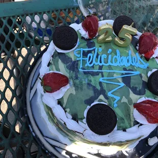 a decorated cake on a table