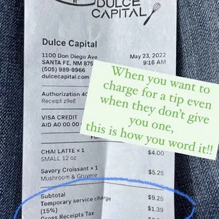 How tips are worded when you don&apos;t give one.. be aware!!