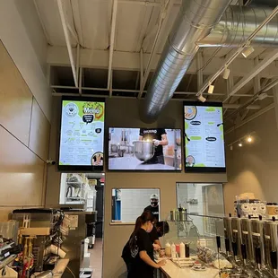 Small print menu. Too far to read from the register.
