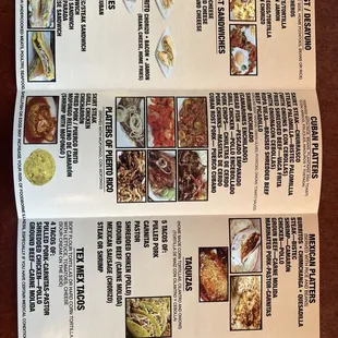 The other side of the menu.