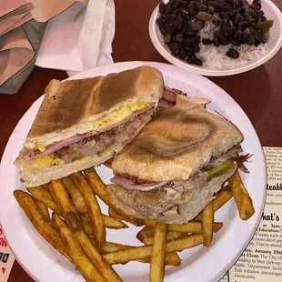 The Cuban sandwich side rice and beans