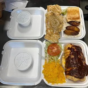 Chicken plater and delicious chimichanga