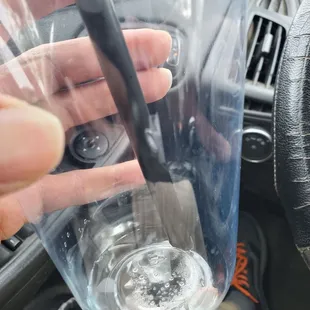 Press on nail at bottom of drink