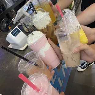 Favorite drinks out of all of these were the strawberry smoothie with cloud cream and peach mango green tea!