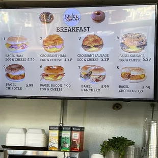 a menu for breakfast