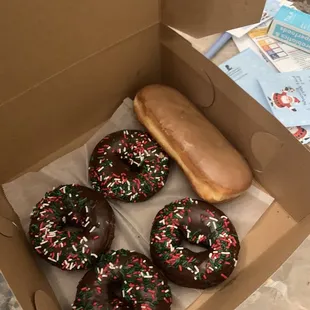 Maple bar and chocolate donuts