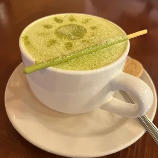 Hot matcha latte