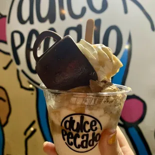 Affogato, cute chocolate cup