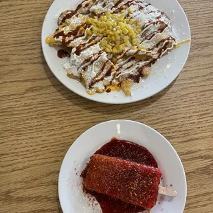 Tostito locos and paleta with chamoy/Tajín.