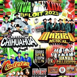 a large poster of the band