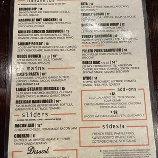 Menu as of 3/5/22