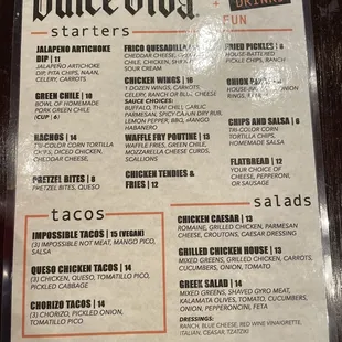 Menu as of 3/5/22