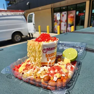 a bowl of food on a table