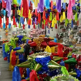 Piñatas of different themes, styles and sizes.