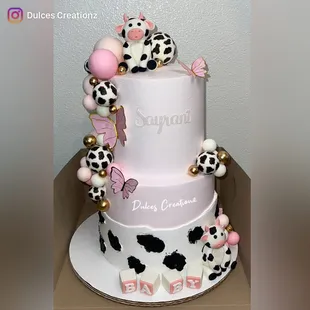 Cow cake on whipped cream frosting