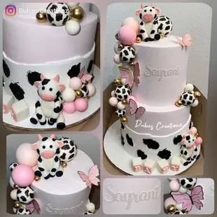 Cow cake on whipped cream frosting