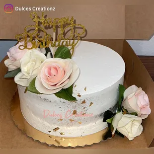Birthday semi naked cake on whipped cream frosting