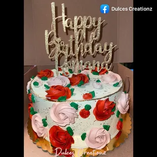 Cake on whipped cream frosting
