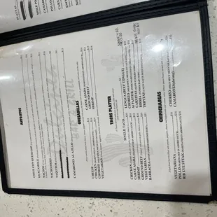 menu