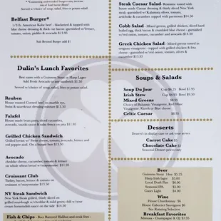 Lunch menu