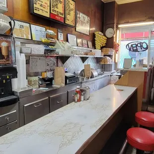 a view of a diner's counter