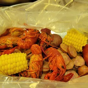 Boiled 1 lb crawfish and sausage, sauce on the side