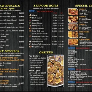 the menu of the restaurant