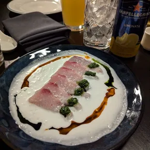 Hamachi crudo (raw yellow fin)