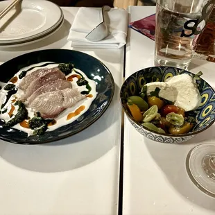 Bomb Hamachi and Mozzarella and Tomato with soy vinaigrette.